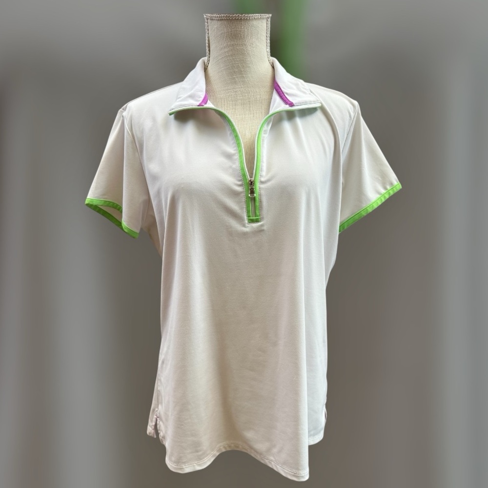 Fairway and Greene XL golf shirt short sleeve white w colored piping